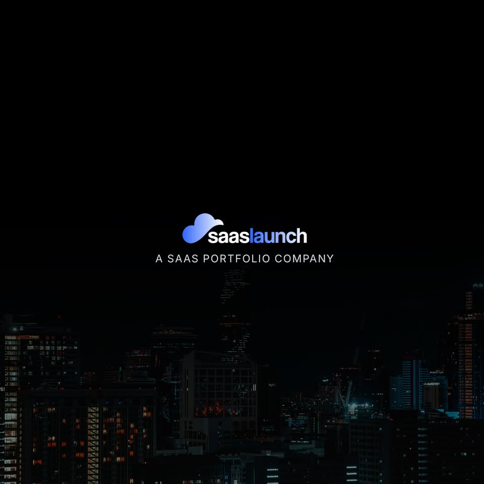 SaaSLaunch MediaMaxxing portfolio-company cover graphic from the public Facebook portfolio