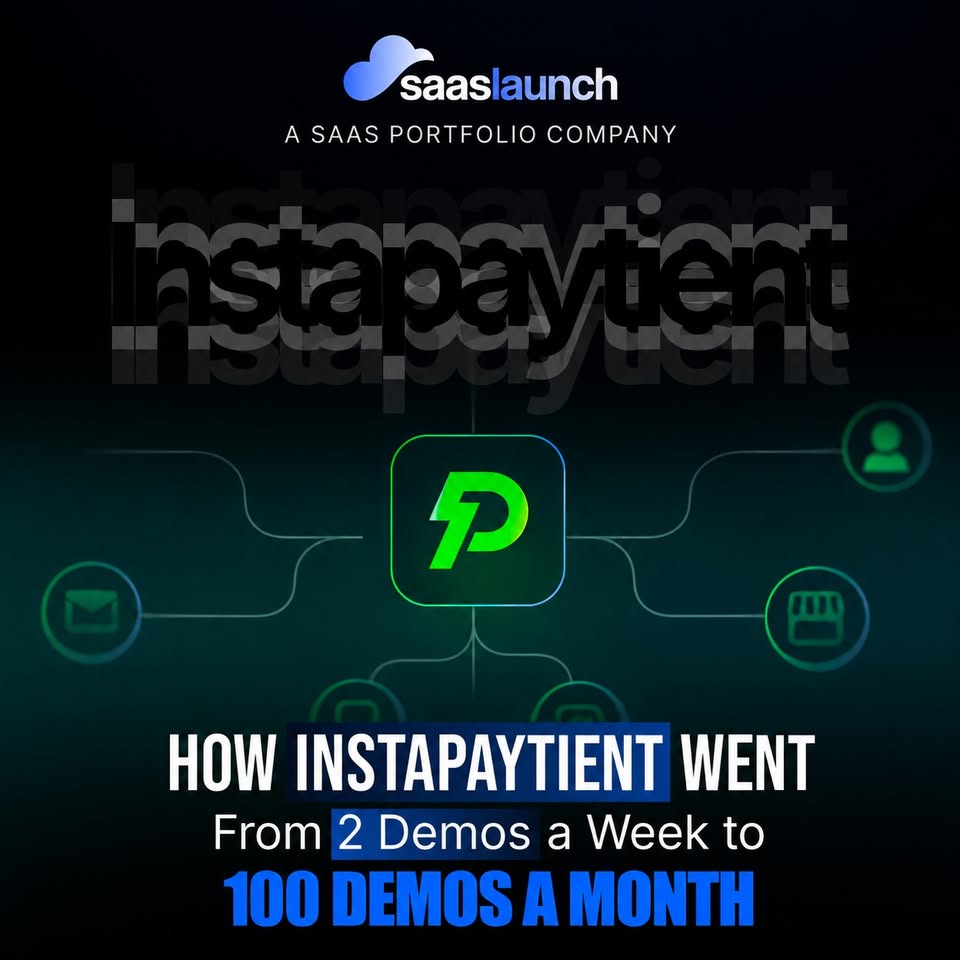 Instapatient founder result graphic from the public SaaSLaunch Facebook portfolio