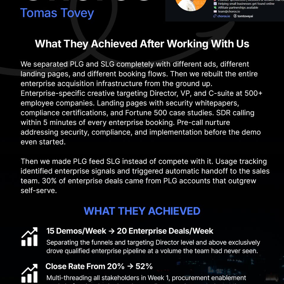 Choros AI results detail text page from the public SaaSLaunch Facebook portfolio