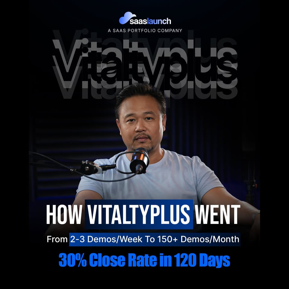 VitalityPlus headline result text page from the public SaaSLaunch Facebook portfolio