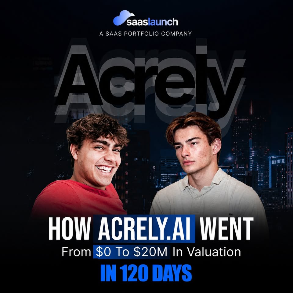 Acrely.AI founder result graphic from the public SaaSLaunch Facebook portfolio